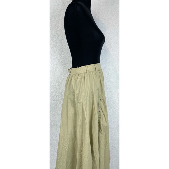 ULLA JOHNSON • Tan Helaine Asymmetrical Handkerchief Hem High-Waisted Midi Skirt - Picture 6 of 16